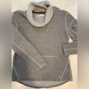 Smartwool Women Hudson Trail Pullover Fleece Mock Neck Cowl Sweater SzL Gray EUC